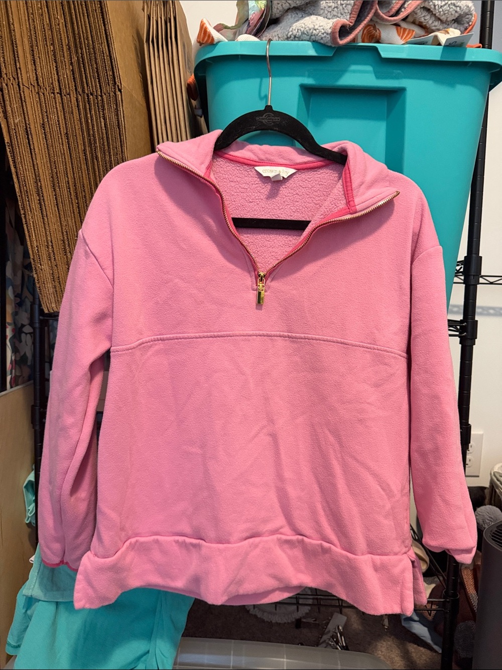 crown & ivy Pink Half-Zip Fleece Pullover